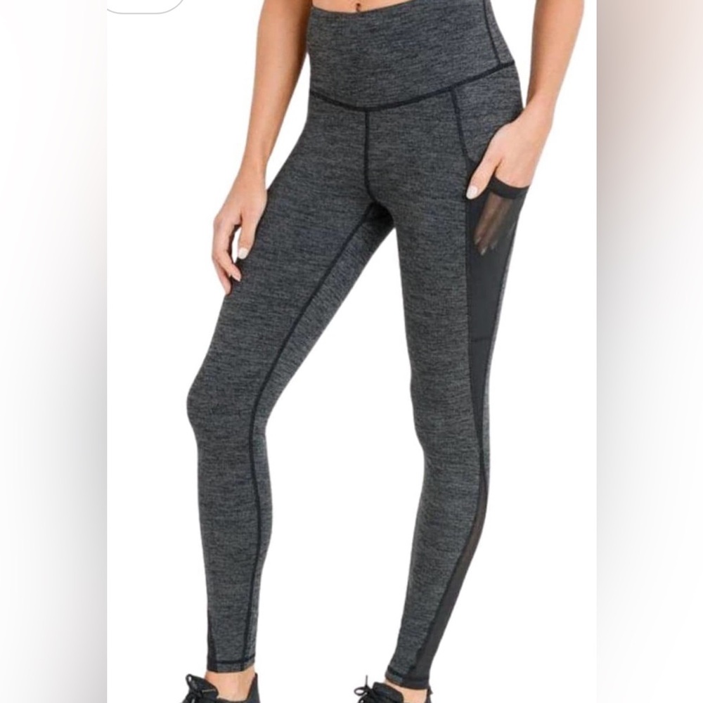 NWT Mono B Womens High Waist Splice Mesh Pocket Full Leggings size small